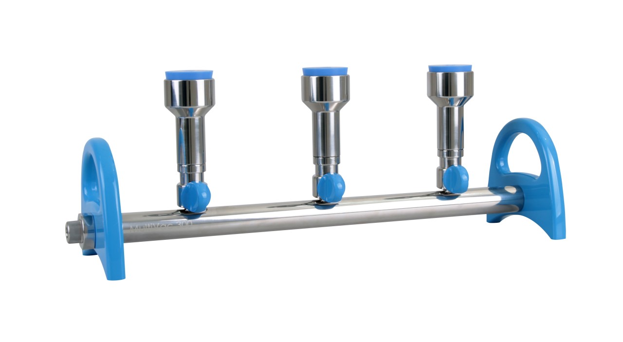Manifold MultiVac 300-MS/600-MS 3/6 places stainless steel with stopper connections